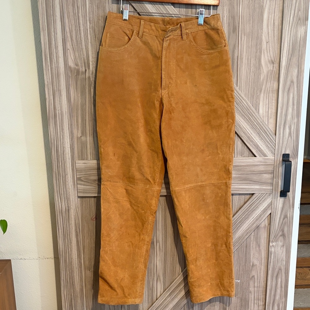 Bill Blass Women's Leather Pants in Tan